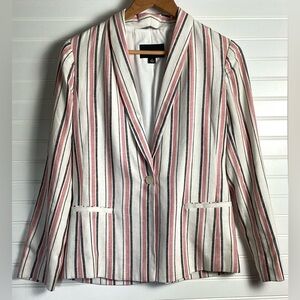 Adrienne Vitadini Striped Linen Cotton Blend
Blazer Size Small Academia business